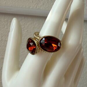 New Set of 2 Heidi Daus "Ring It Up" Cognac Color Crystal Stack Rings